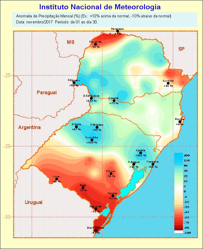 no noroeste, norte, nordeste e região metropolitana de Porto Alegre, nas demais regiões ficaram abaixo do padrão.