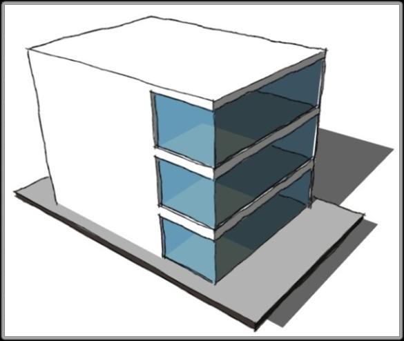 Manual de Aplicação do Regulamento Técnico da Qualidade RTQ-C Figura 6.2. Modelo Real do edifício proposto, para avaliação através do processo de simulação.