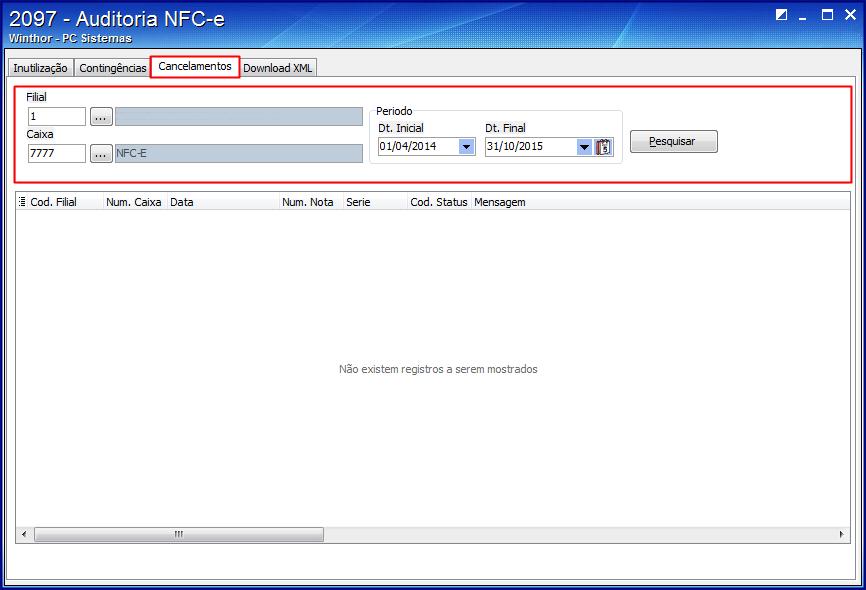 Observação: conforme definido no Ato COTEPE 33/08, a empresa deve transmitir o arquivo XML de NFC-e emitida em contingência, modalidade DPEC ou em FS-DA, até 168 horas após a data de emissão da NFC-e.