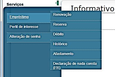 1. Na área Títulos pendentes, você verifica as obras que estão emprestadas, a data de devolução e se há multa. 2.