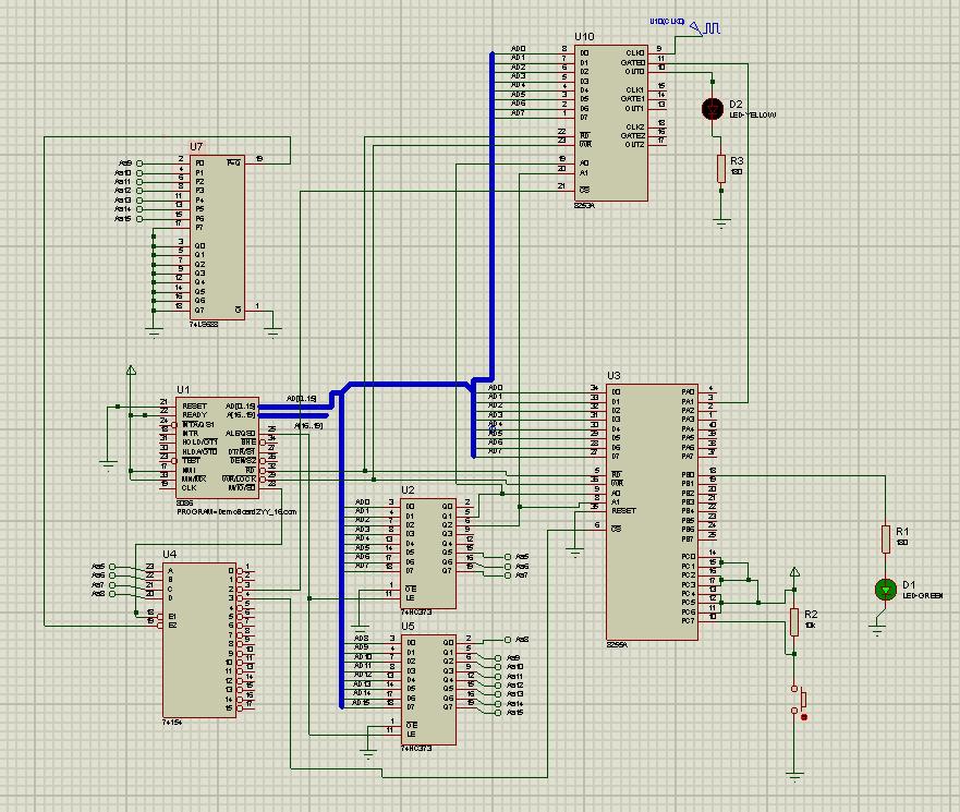 Atividades - ICA 1. Implemente no ICA o timer 8253 no endereço 40h, 42h, 44h e 46h 2. Implemente o circuito abaixo 8. Dado o circuito (laboratório) a.