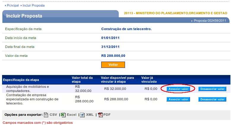 18 de 26 Uma parcela pode ser associada a mais de uma meta. As metas associadas são exibidas na parte inferior da tela.