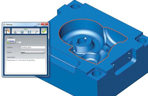 Integração CAD: hypercad -S Marcações A nova função melhora a comunicação entre as estações de trabalho de programação do hypermill e as estações de trabalho