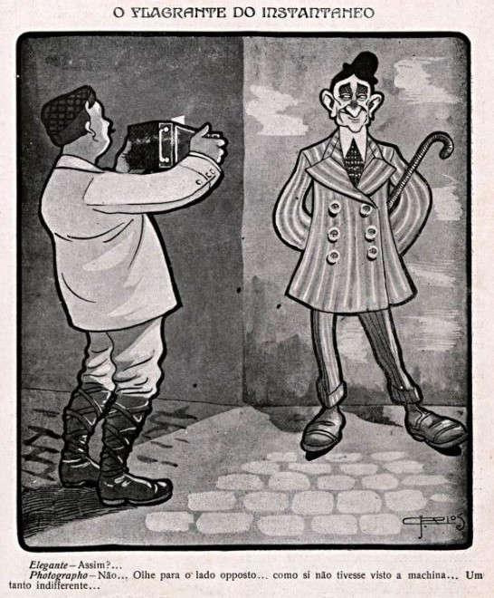 61 Figura 9: Charge O flagrante do instantaneo. Fonte: Biblioteca Nacional, Fon-Fon! (1908, n. 1). Em 2 de outubro de 1950, o caricaturista e cronista, J.