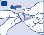 B Pegue uma agulha nova e retire o selo protetor. C Empurre a agulha no sistema de aplicação.