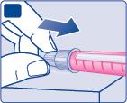 Assim que a agulha estiver tampada, empurre cuidadosamente a tampa externa da agulha completamente. Desrosqueie a agulha e a descarte cuidadosamente, conforme mostrado pelo seu médico ou enfermeiro.
