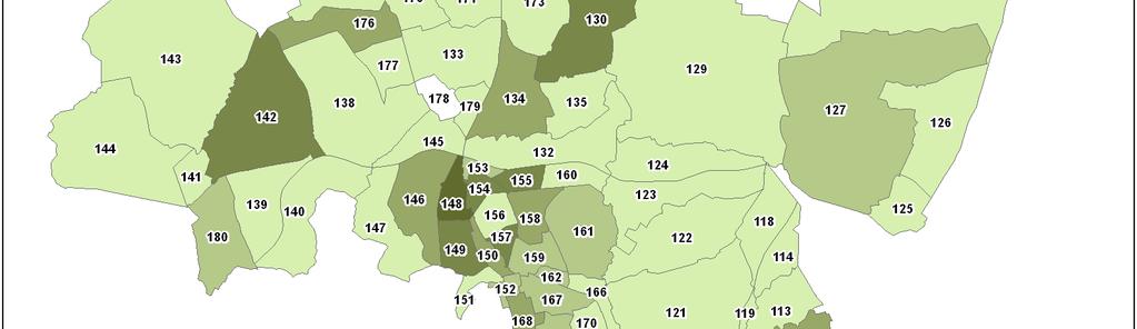 Emprego As densidades de emprego mais elevadas (pessoal ao serviço por hectare) verificam-se nos aglomerados