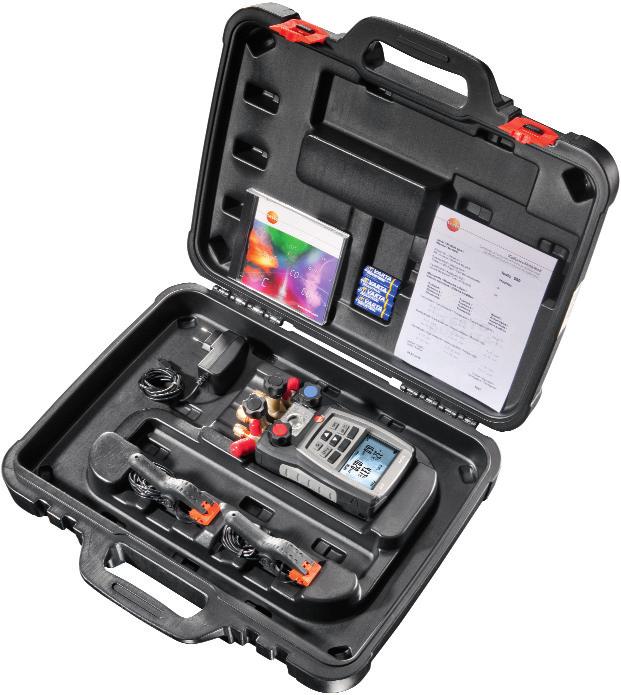 Criados para si: Kit testo 570-1 Manómetro digital testo 570 Sonda tipo pinça para medições de temperatura em tubagens Protocolo de calibração e pilhas Referência 0563 5701 Kit testo 570-2 Manómetro