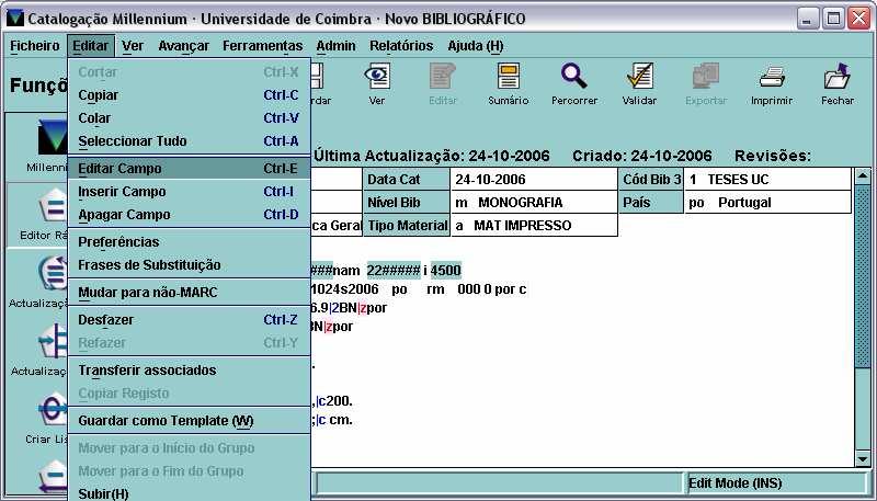 clicando no botão direito do 'rato',