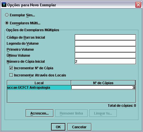 Para abrir a ajuda e seleccionar a sigla, premir a barra de espaços ou clicar 2 vezes. - Nº de cópias/exemplares: digitar o algarismo correspondente ao nº de exemplares que se estão a associar.