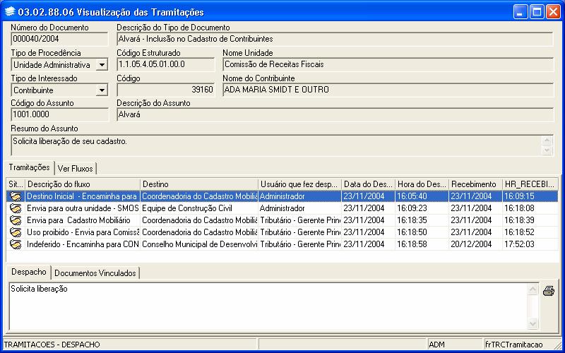 4 O botão - Tramitações é possível visualizar o tramite do documento, ver por qual foi o caminho que o documento seguiu, conforme figura abaixo.