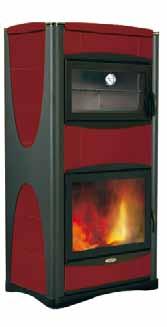 Disponibile nelle versioni con e senza forno, optional serpentino per produzione acqua sanitaria instantanea. High power wood thermo-stove.