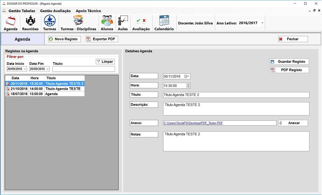 registos por Título e intervalo de datas; Editar os detalhes dos registos; Eliminar registos;