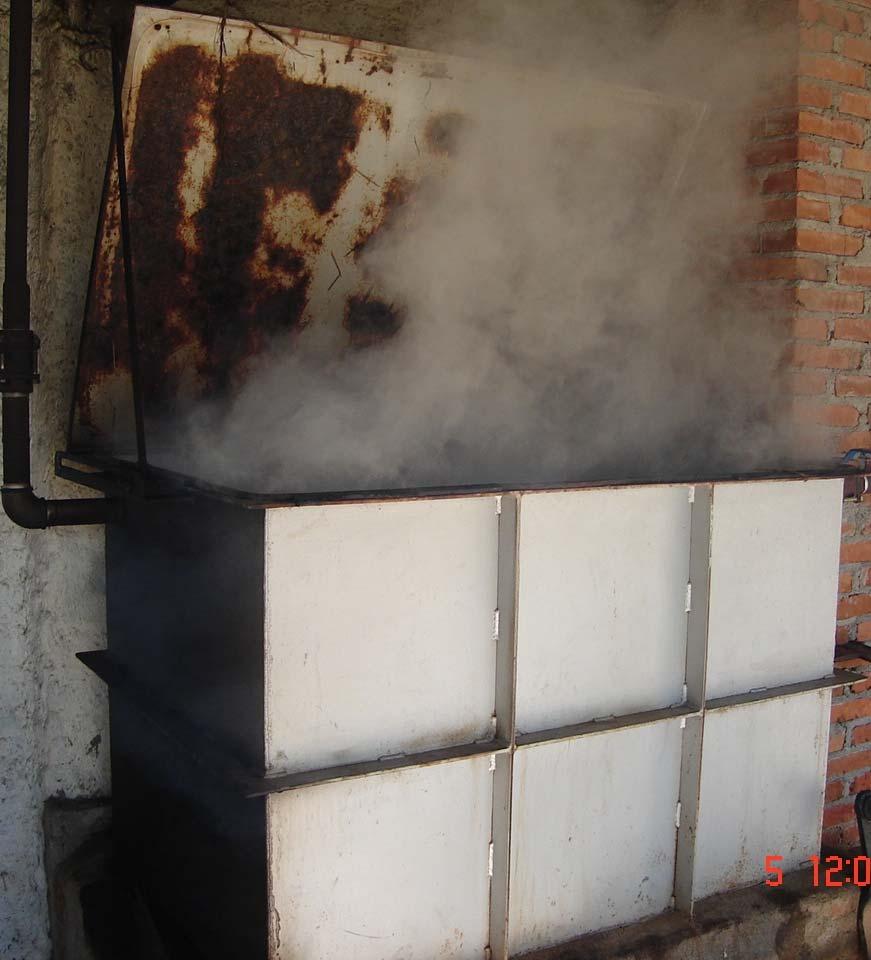 18 pasteurizador consiste numa caixa retangular de aço, com tampa, capacidade para 600L, sendo aquecida pela queima de madeira (Fig. 2).