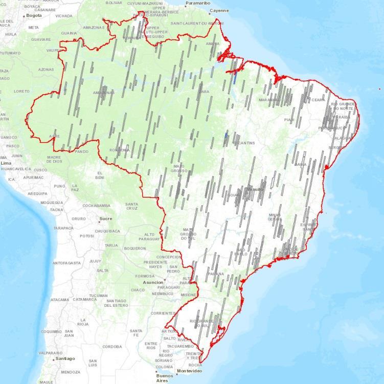 Fig. 1: Cobertura de imagens SuperView-1 sobre território brasileiro até 25/10/2017.