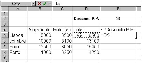 fazendo com que o utilizador não tenha de digitar várias fórmulas idênticas. 4. Digite o operador +. 5. Clique na célula C3. 6. Confirme.