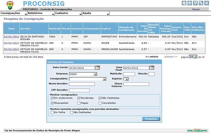 de Consignações T/TSE