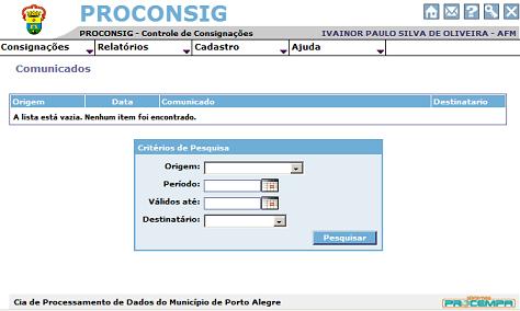 Comunicados no Logon