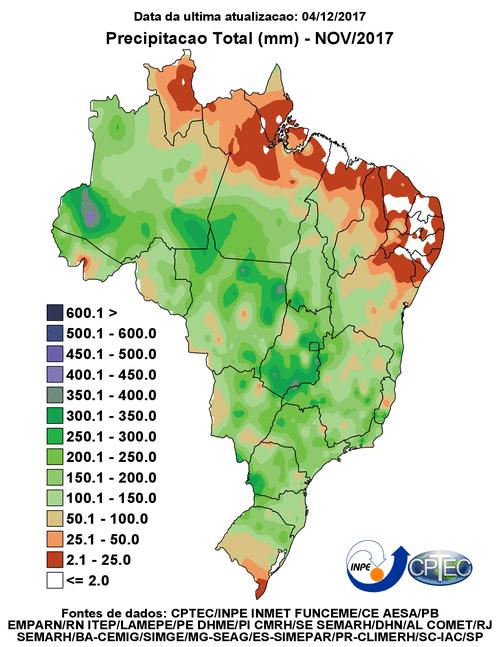 Minas Gerais no dia 19 de novembro de 2017. Mapa 2.
