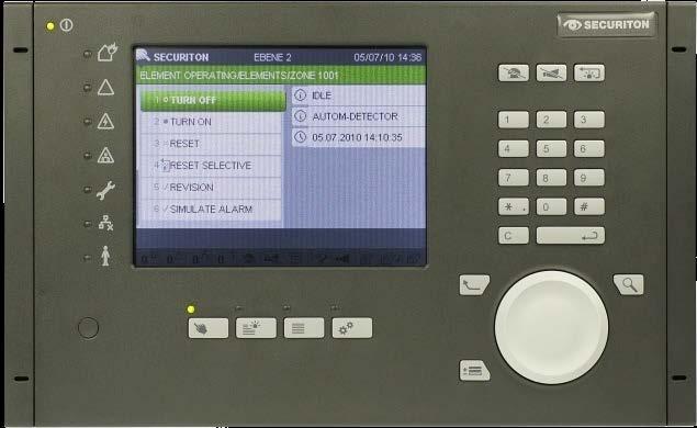 Família SecuriFire O painel Operacional Menu de navegação rápido e