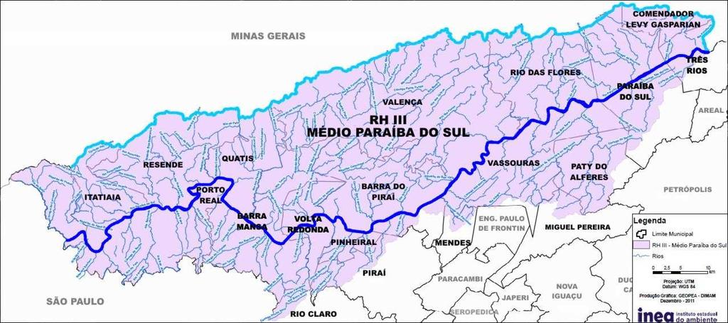 Figura 4 Mapa da Região Hidrográfica do Médio Paraíba do Sul.