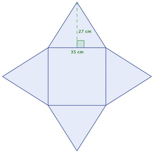 a. Observe que a planificação é formada por um quadrado e quatro triângulos congruentes.