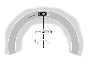 Determine as intensidades da velocidade e aceleração do pino B como função de θ. 12.168 Um carro move-se ao longo da curva circular tendo um raio r = 120 m.