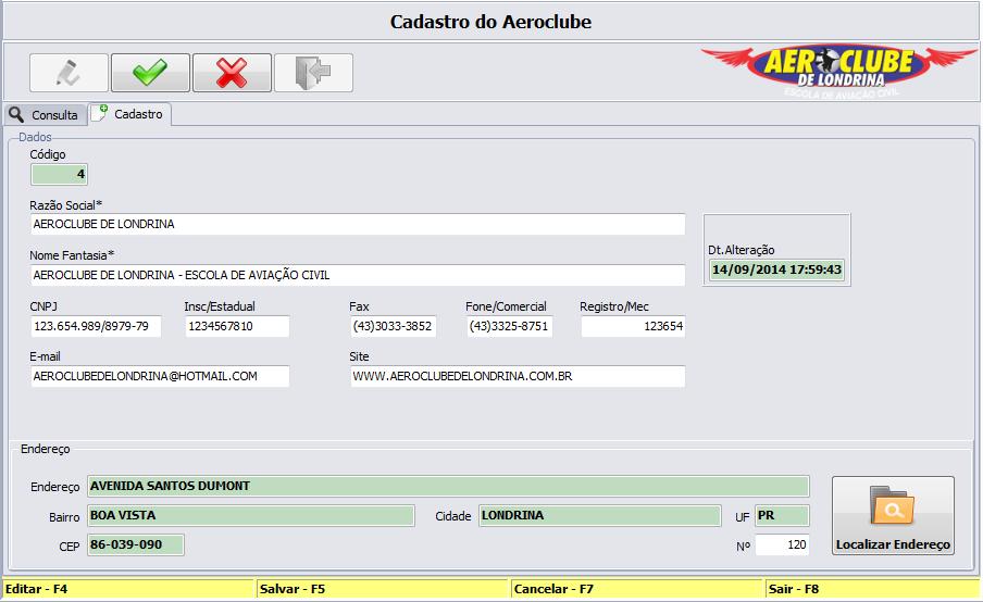 preferir pode - se pressionar a tecla Enter. - ao clicar sobre este botão abrirá o formulário de cadastro de endereço. (ver o item 3.3.7.2.).