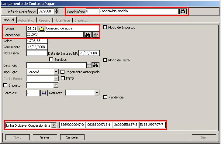 10- Clique em gravar para armazenar as informações.