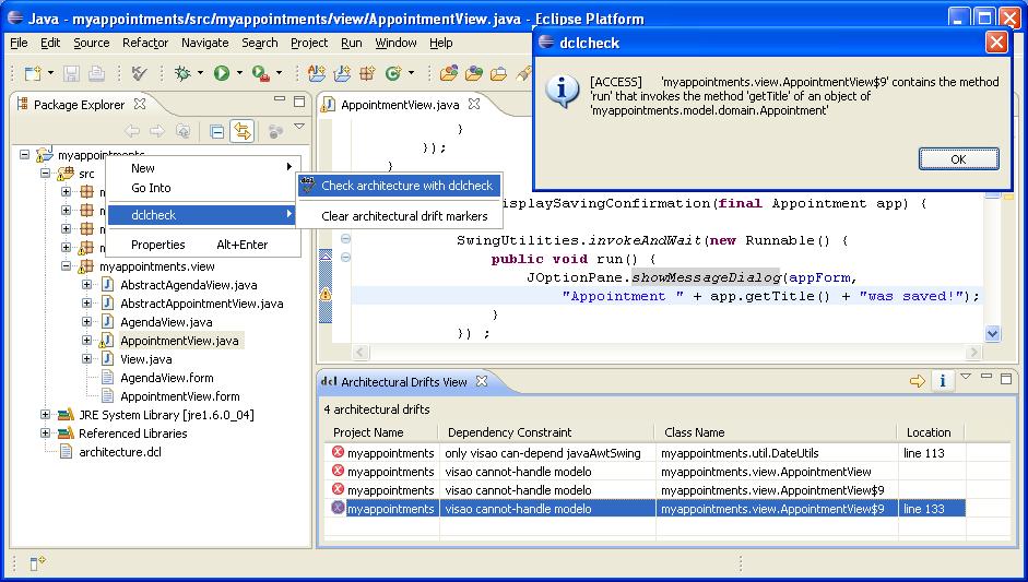 ACL DCL Prática Screen shot Figura: Violações detectadas para o