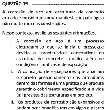 3) Patologias (corrosão em estruturas de concreto armado).