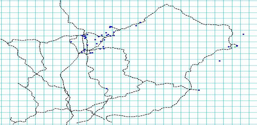 território em torno pontos XY Grade XY pontosuv Cidades com IE [Estações]