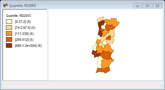 Figura 4: Distribuição regional do emprego no sector I&D em 2003