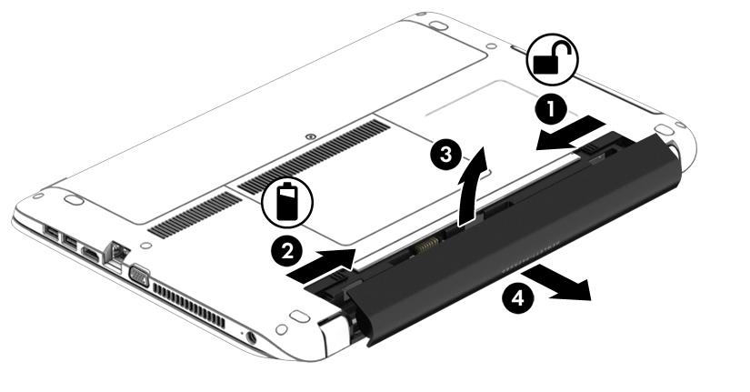 1. Vire o computador para baixo em uma superfície plana, com o compartimento da bateria voltado em sua direção. 2.