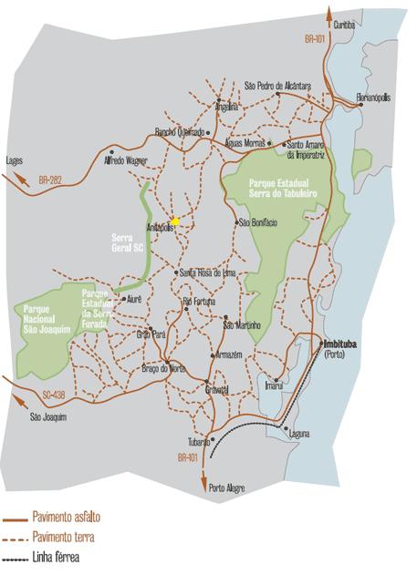 Figura 2 - Localização do município de Anitápolis entre o Parque Estadual da