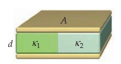 Um metal de espessura d está inserido entre as placas de tal modo que é paralelo com as placas do condensador.