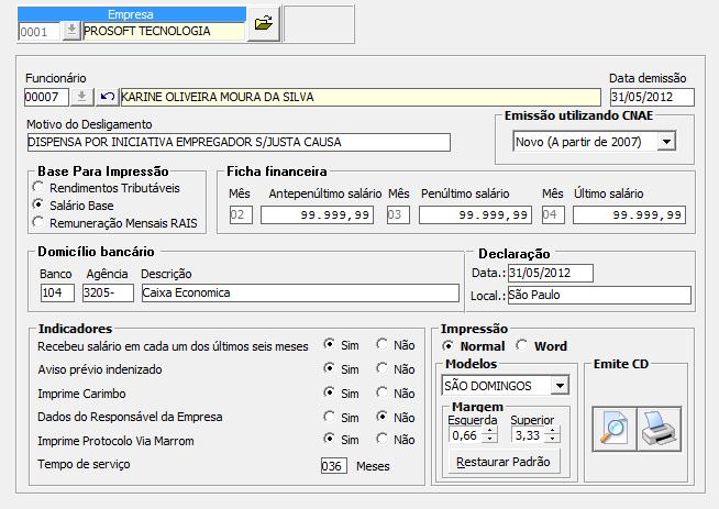 4. Comunicado de dispensa Objetivo: Ajuste de margem antes da emissão do Comunicado de Dispensa para modelos gráficos.