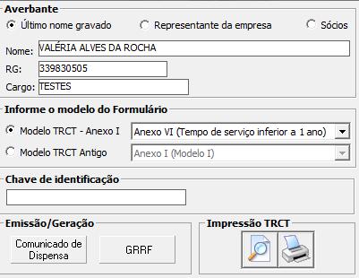 Recibo de Quitação Emissão comunicado de dispensa Ao selecionar botão de impressão da quitação com motivos que gerem Comunicado de Dispensa, ele será habilitado: Selecionando o botão o usuário poderá