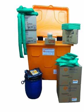 Linha Ambclean Kits Container Kit de Emergência Ambiental para Líquidos Agressivos Cód. KIT001V-CTN Atende os requisitos da NBR ISO 140