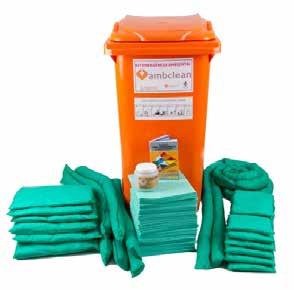 Linha Ambclean Kits Container Kit de Emergência Ambiental para Líquidos Agressivos Cód. KIT240V-CTN Atende os requisitos da NBR ISO 14001-4.4.7 Preparação e atendimento a emergências.