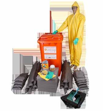 Linha Ambclean Kits Container Kit de Emergência Ambiental para Líquidos em Geral Cód. KIT120C-CTN Atende os requisitos da NBR ISO 14001-4.4.7 Preparação e atendimento a emergências.