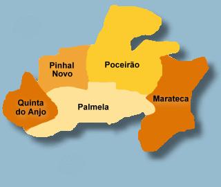 Indicadores Sociais Palmela NUT III Península de Setúbal Território e Demografia Concelho: Território Palmela Mapa do Concelho Superfície: 462,80 Km 2 Freguesias: 5 Distância Sede Concelho/Sede