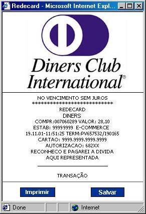 DINERS Comprovante de Vendas Normal Atenção!