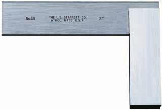 esquadros de alta Precisão com fio e base série 55 Os esquadros de aço temperado Starrett Nº 55 são similares aos esquadros Nº 20 mencionados anteriormente, mas suas lâminas têm fios nas duas arestas