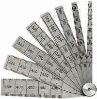 Características Lâminas finas, afiladas, graduadas para medir diâmetros internos ou larguras de 1/16 a 1.