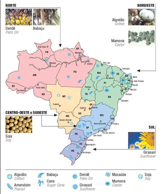 Figura 2.3 Atlas da produção de biodiesel no Brasil.