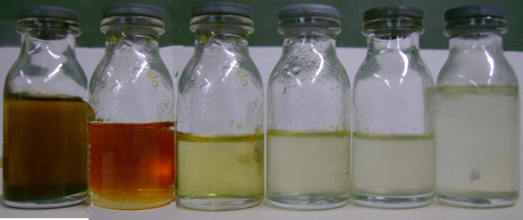 Figura 5.5 - Aspecto da mistura após a decantação (6h) do resíduo submetido à primeira etapa do tratamento por extração com hexanol.