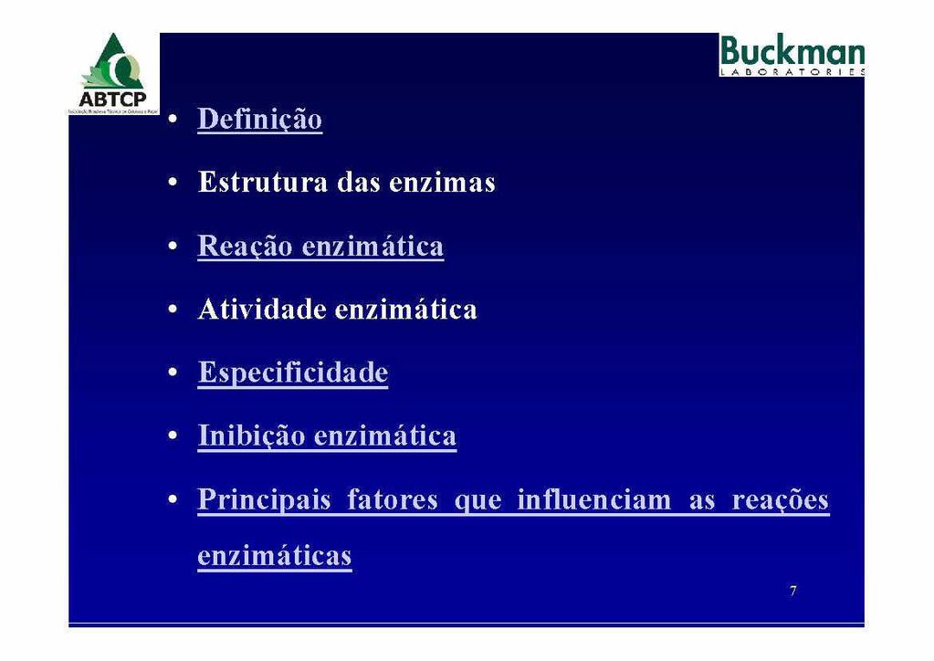 Deflnii ao Estrutura das enzimas Rear ao enzimatica Atividade enzimatica