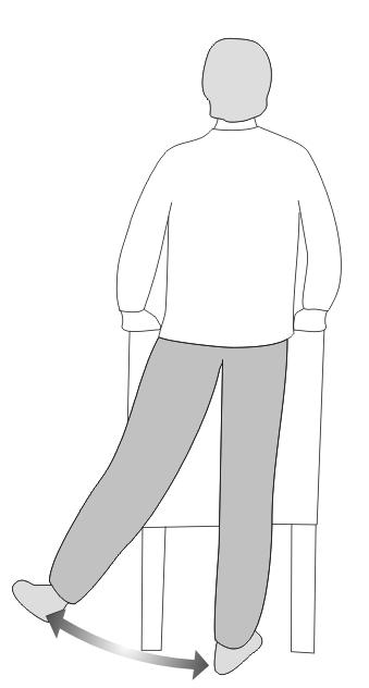 Exercício 7. Em pé, apoiando as mãos em alguma superfície firme, realize abertura da perna operada para fora.