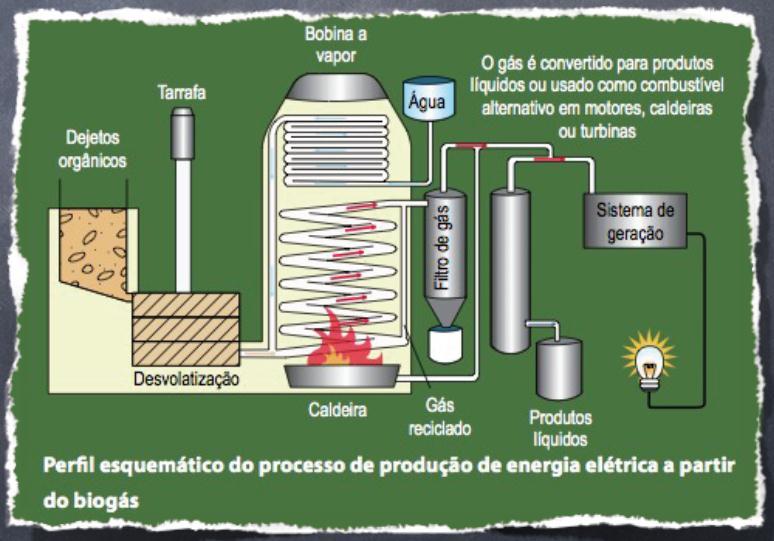 Figura 7 Perfil esquemático do processo de produção de energia a partir do biogás 14 Fonte: Figura obtida de [3].